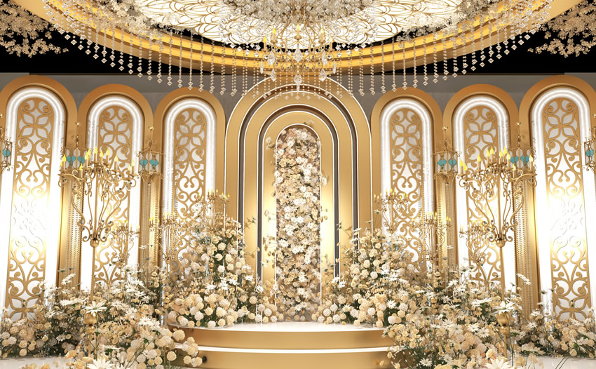 峨边香槟色调婚礼堂效果展示